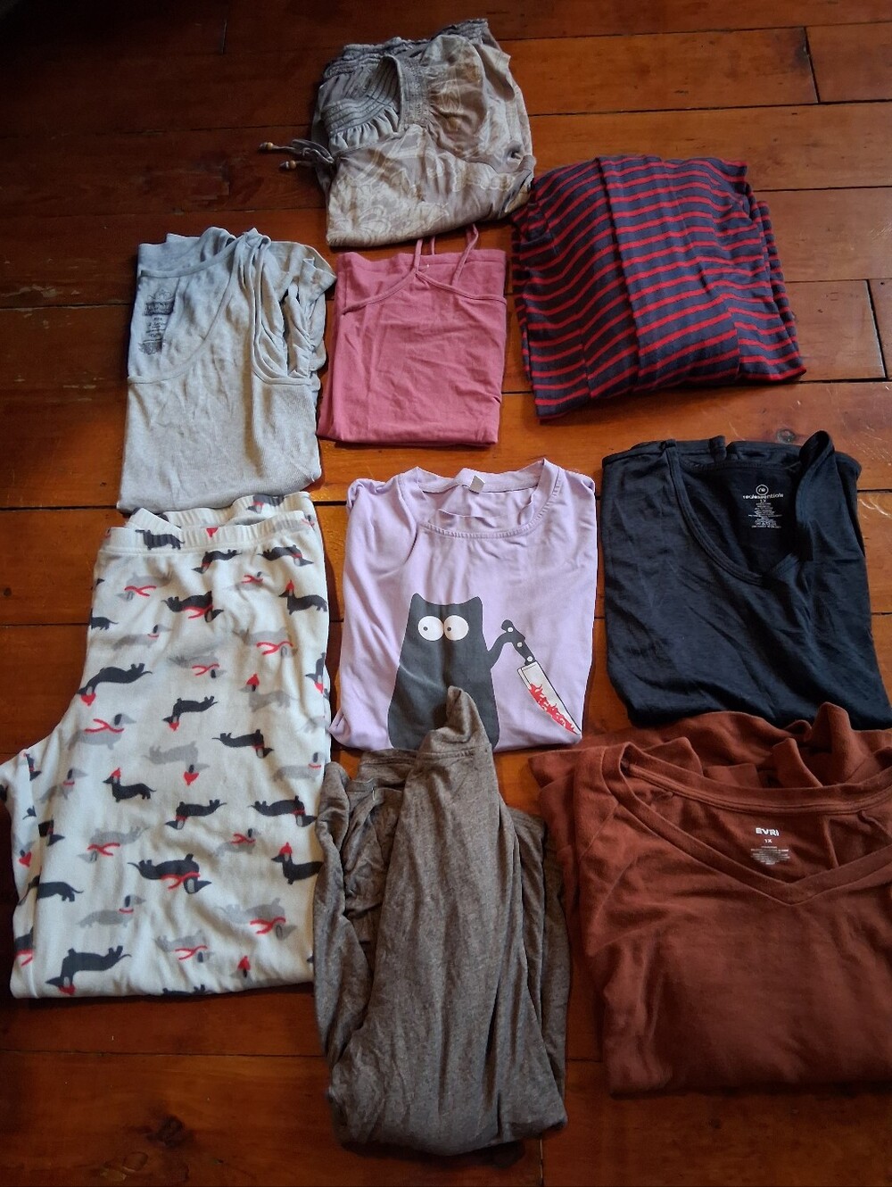 Assorted  Tops &1  Pajama Bottoms - Multi-Color Pack Ladies Size Xl Bundle